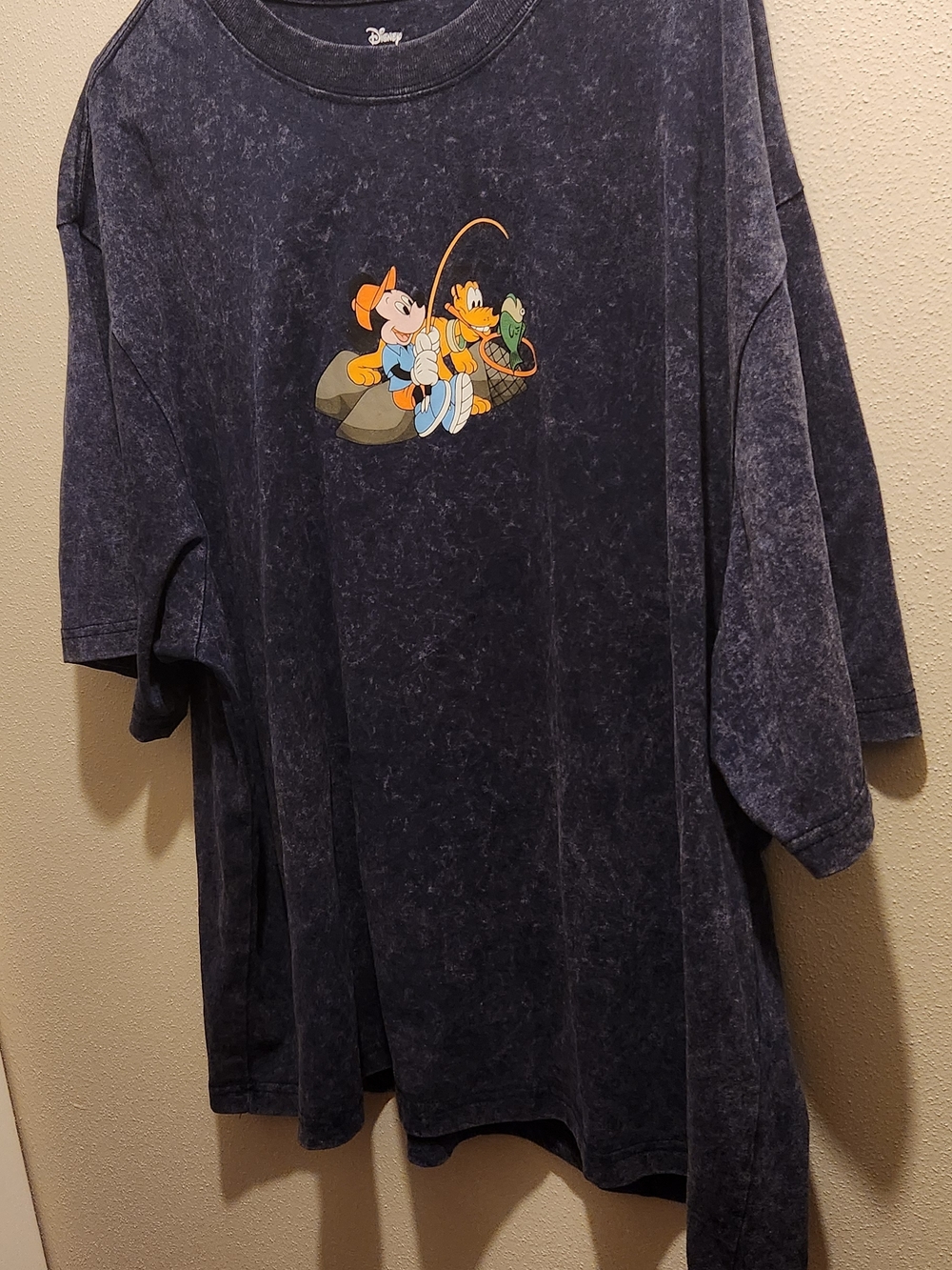 Disney Dark Blue Mineral Wash Tee with Fishing Friends Graphic